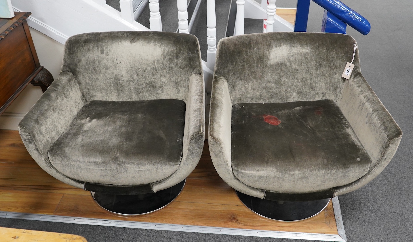 A pair of Tonon half-sphere lounge chairs, width 71cm, depth 52cm, height 66cm. Condition - fair